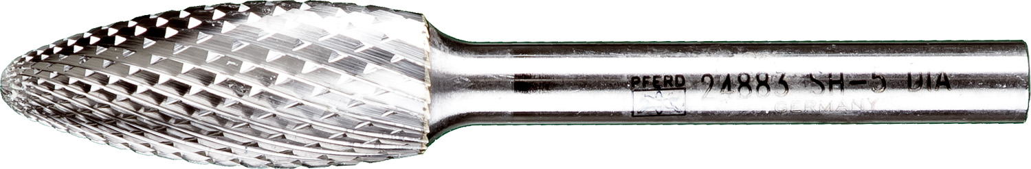 Carbide Bur - Flame Shape, DIA Cut 1/2'' x 1¼'' x 1/4'' Shank - SH-5